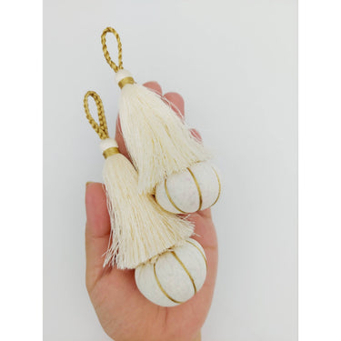 Beige and Gold Pumpkin Tassels, Latkan, Indian Tassels